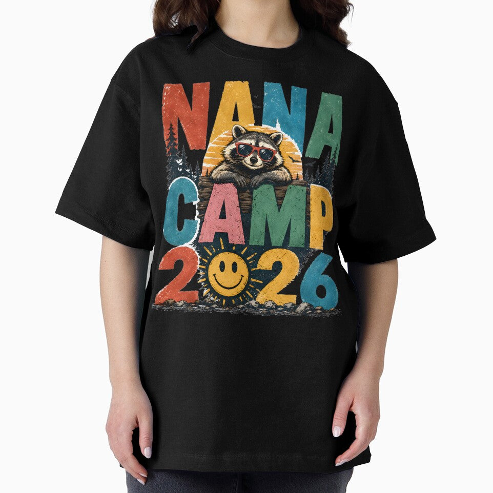 Nana Camp 2026 Retro Raccoon Grandma Summer Vacation Gift by AnnDesignStudio
