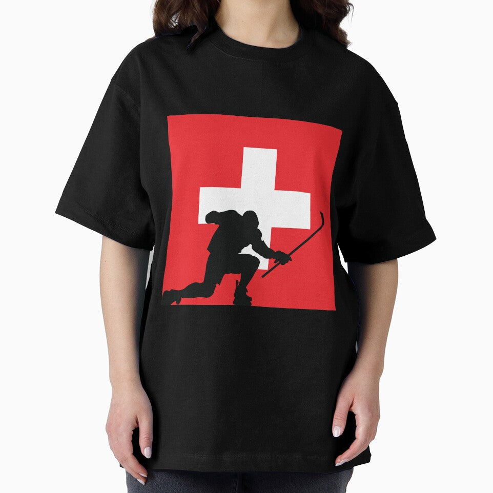 Swiss Ice Hockey Silhouette Celebration by CanvasTee