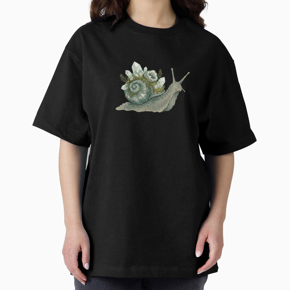 Magical Crystal Snail Goblincore Mossy Shell Art by Imaginationbeyond