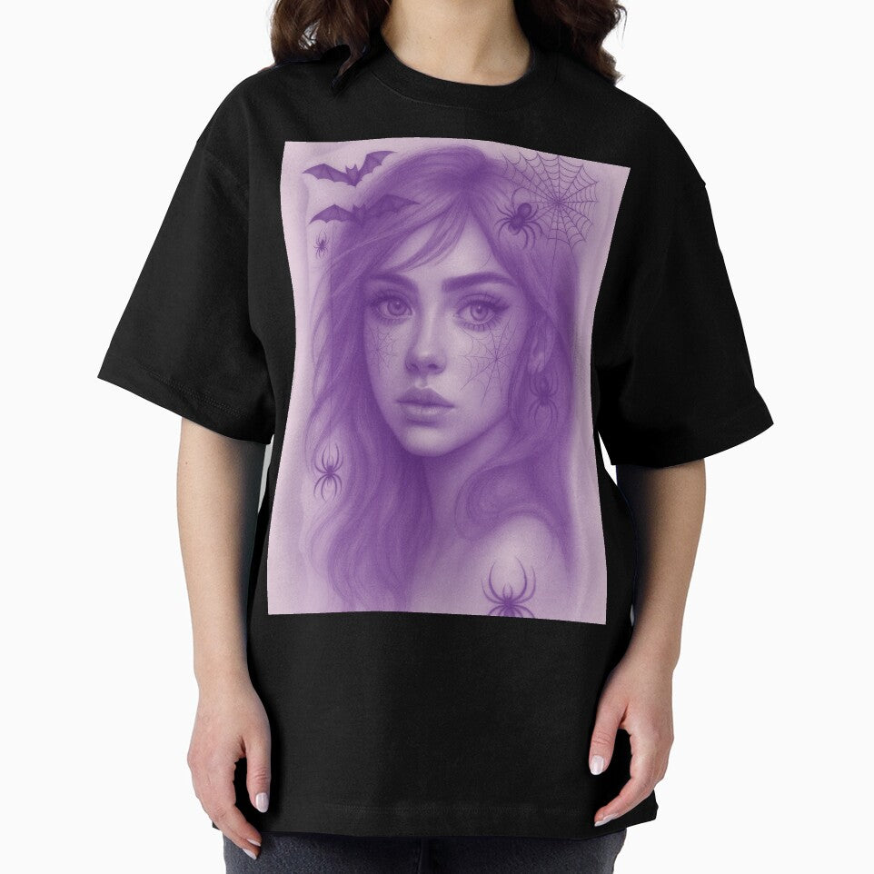 Enchanted Webkeeper – Gothic Purple Spider & Bat Portrait by DzurDesigns
