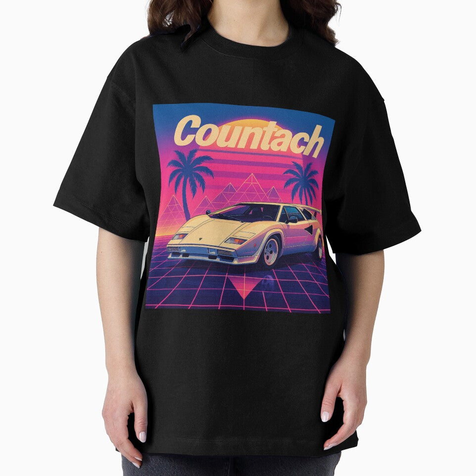 Retro Lamborghini Countach Sunset Art – Vaporwave Miami 80s Aesthetic by TheArtOfCar