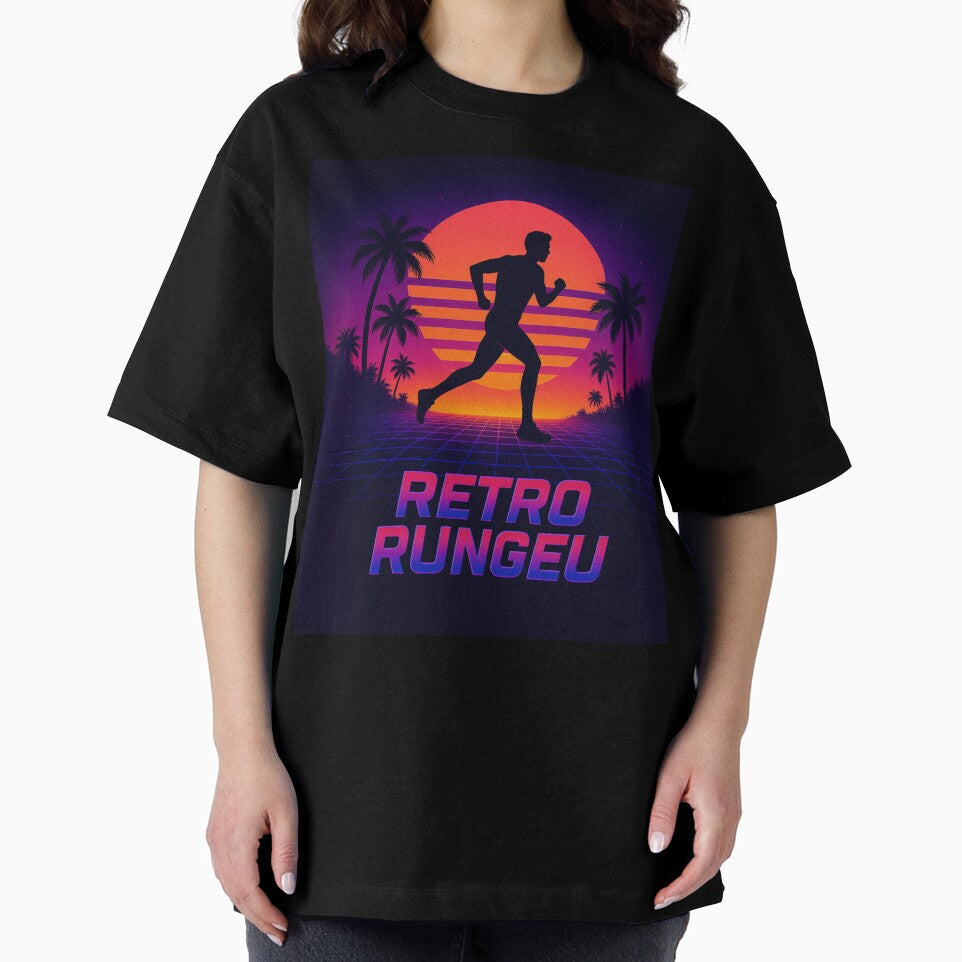 Retro Runner T-Shirt – 80s Vaporwave Neon Grid Sunset Aesthetic by Laugh & Rewind