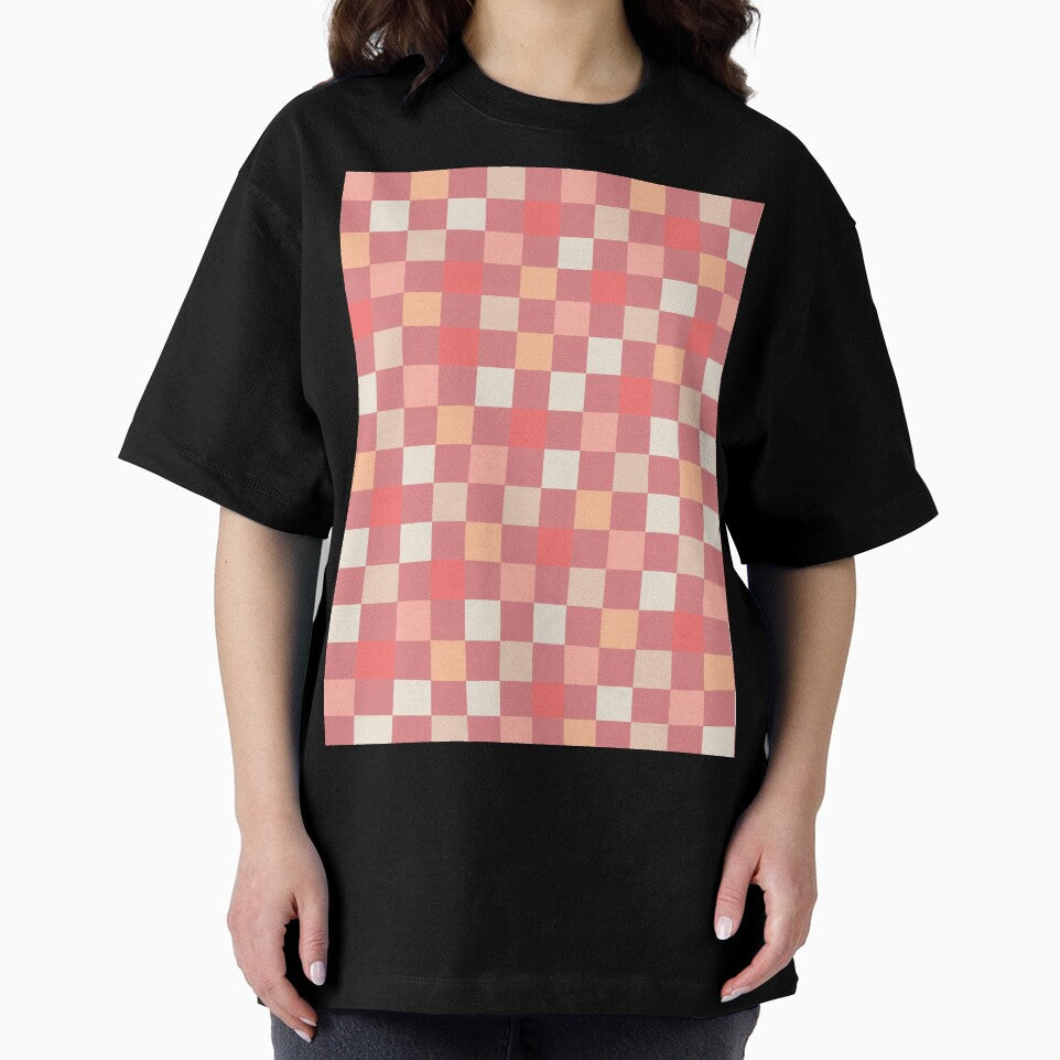 Checkered Check Checkerboard Pattern in Pink Blush Peach Plum Tones by kierkegaard
