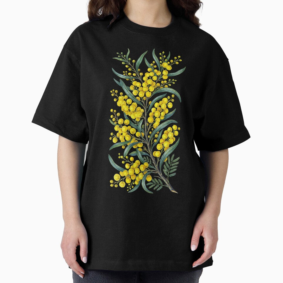Golden Wattle Flower Watercolor Botanical Art by LinaValearte