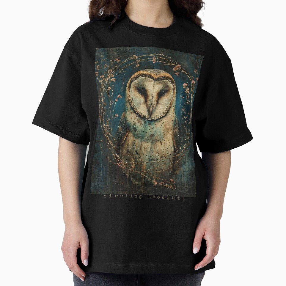 Circling Thoughts – Painterly Owl with Botanical Elements by Neurodelic