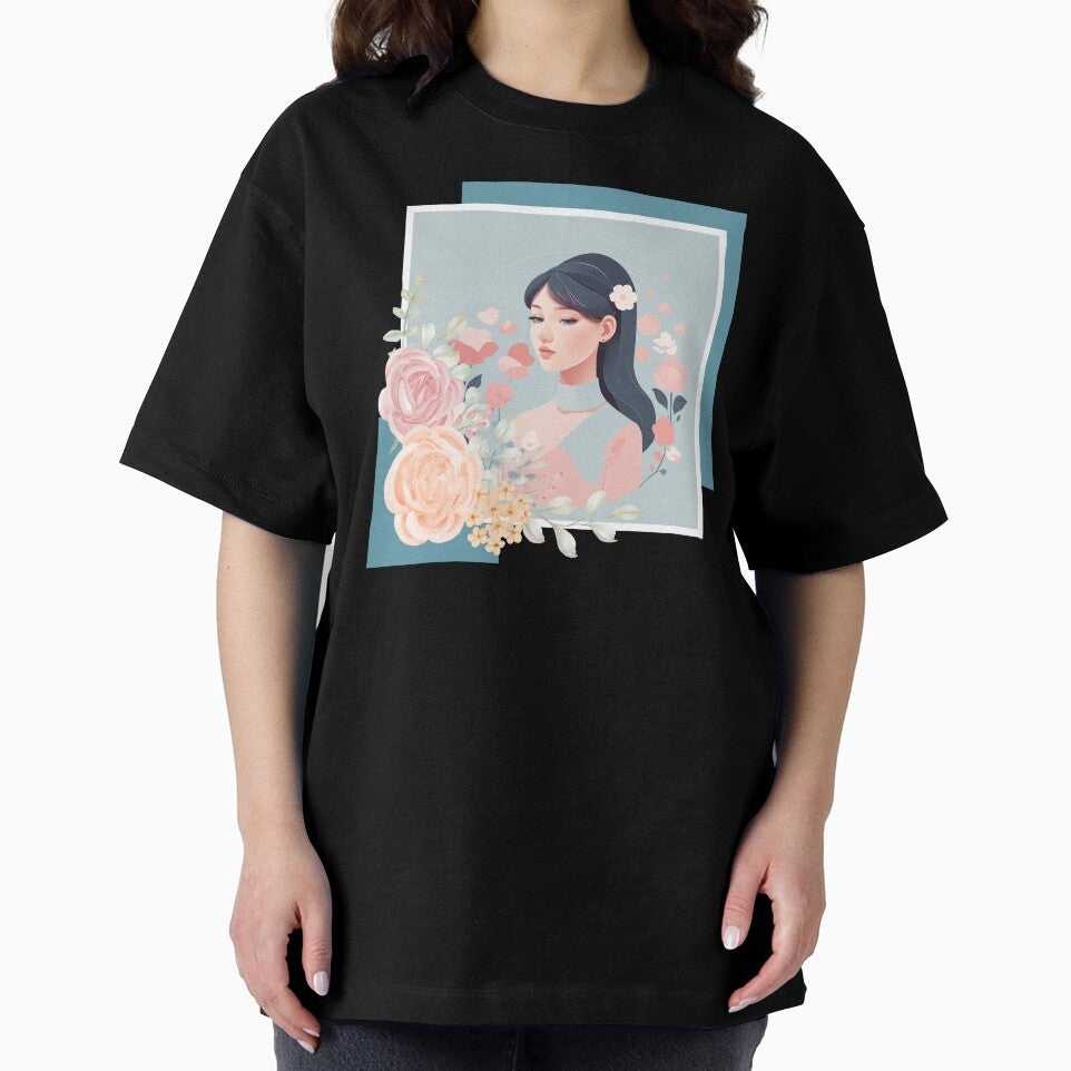 Beautiful woman with black hair, pastel tones by Piano-pn