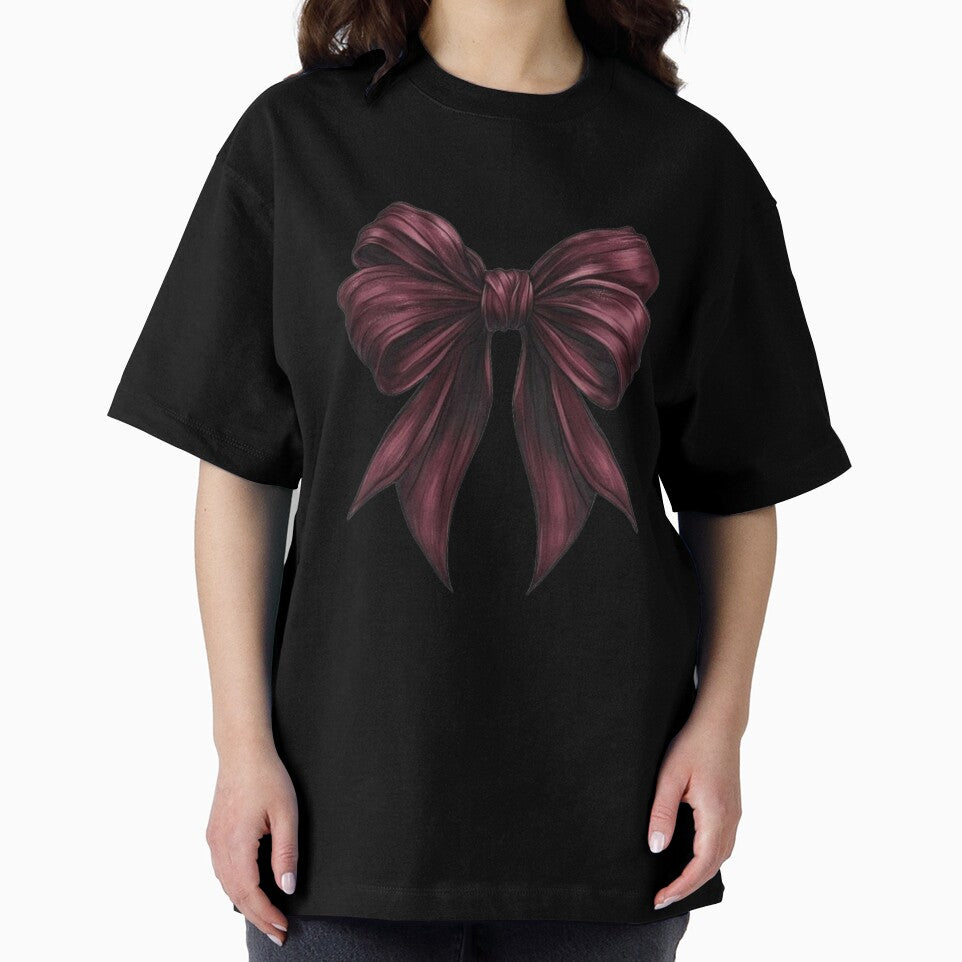 Burgundy Satin Bow – Coquette Aesthetic Design by FloraMyst