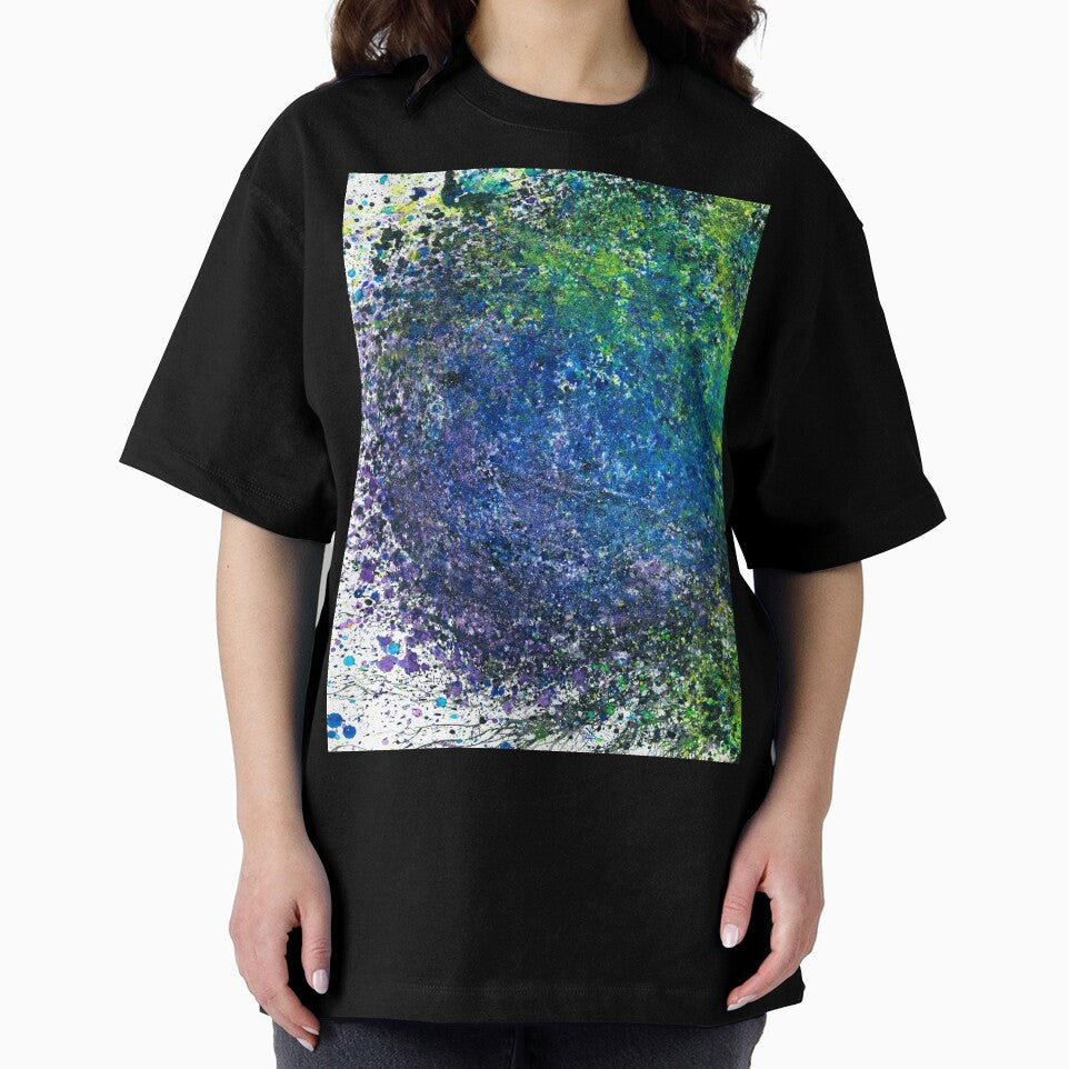 Our Earth Is Always Breathing #533 Original Hand-painted Abstract Painting Detail 3 In Blue Green Purple Earth Tones Inspired By Gaia Mother Nature Spring Summer Rainforest Aquatic Plants Boho Pattern by Rainbow Artist Orlando L