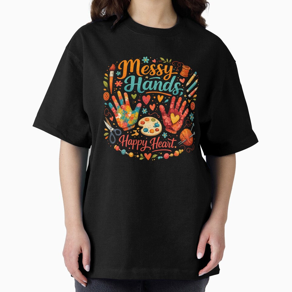 Messy Hands Happy Heart – Colorful Craft & Creativity Design by blankTeeShirt