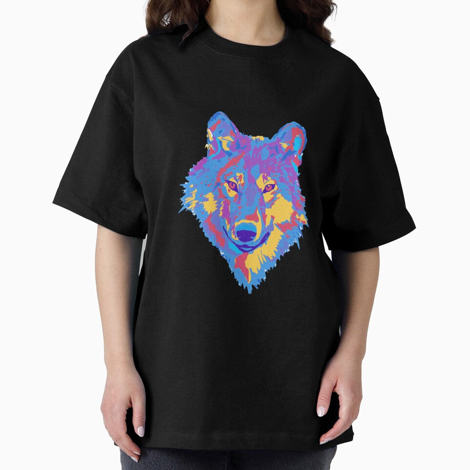 Colorful Wolf Head Pop Art | Vibrant Animal Design by FRACTARA