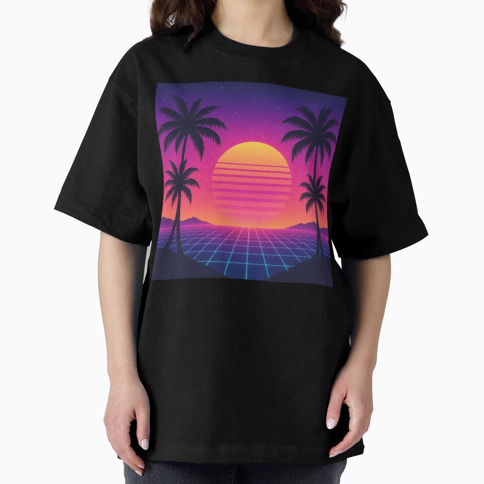 Vaporwave Sunset – Neon Grid & Palm Tree Aesthetic by Calm Design Studio