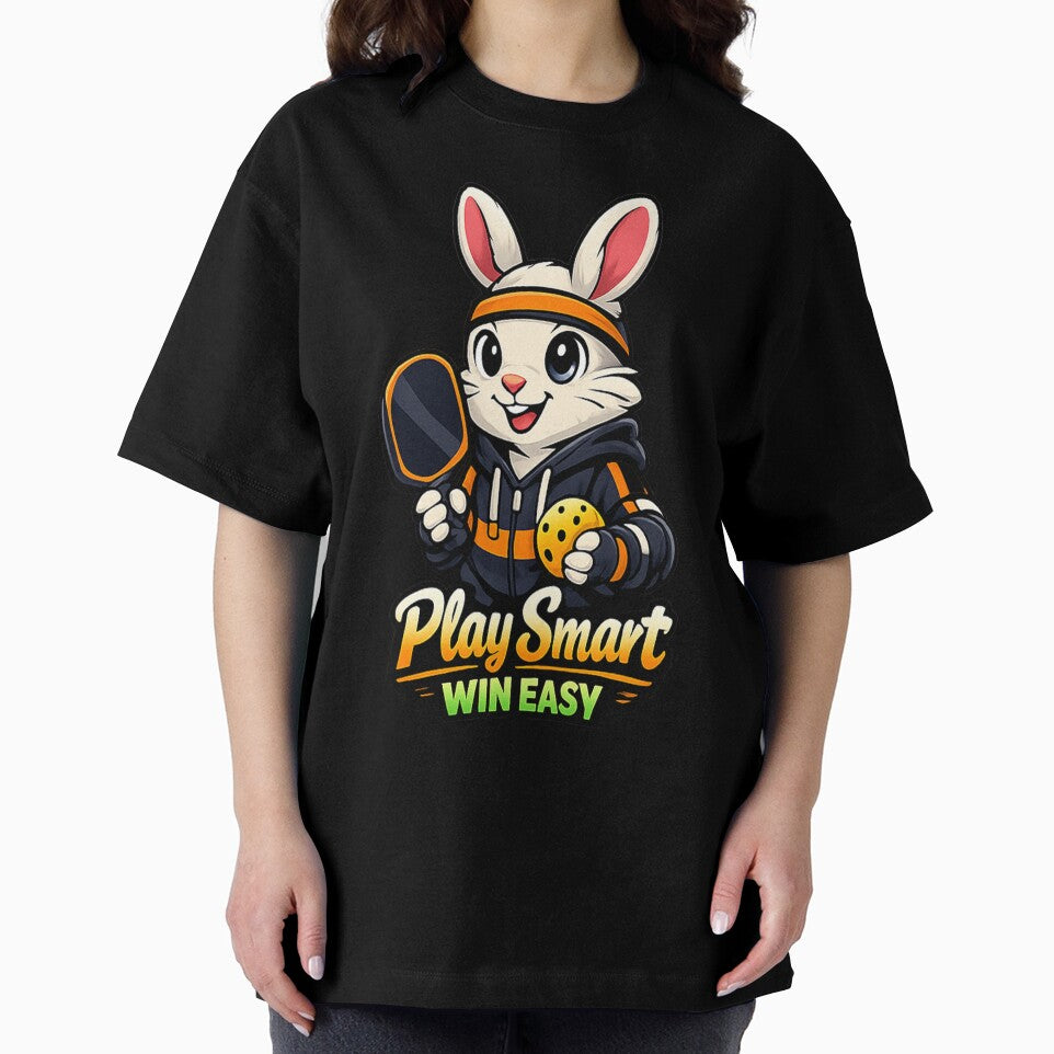 Play Smart Win Easy Rabbit Pickleball Neon Art by Xemora