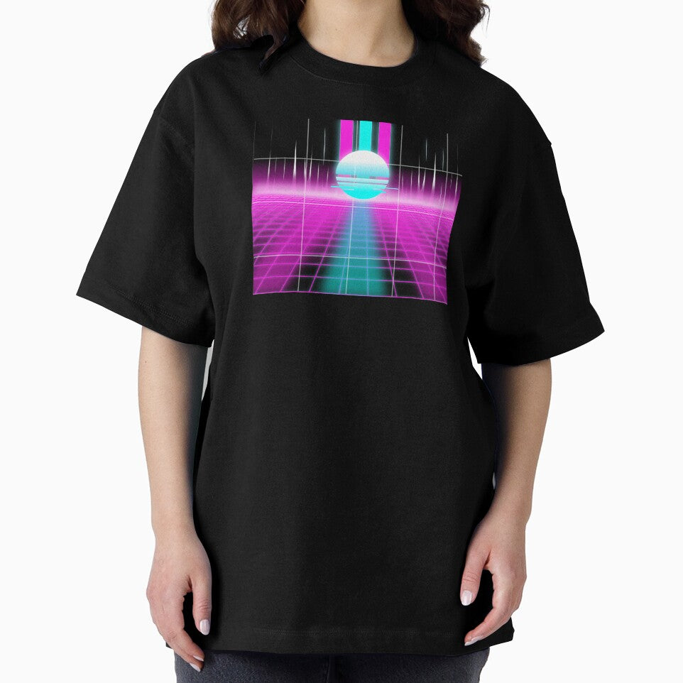 synthwave sunset grid l vaporwave sunset grid retro by Bossin