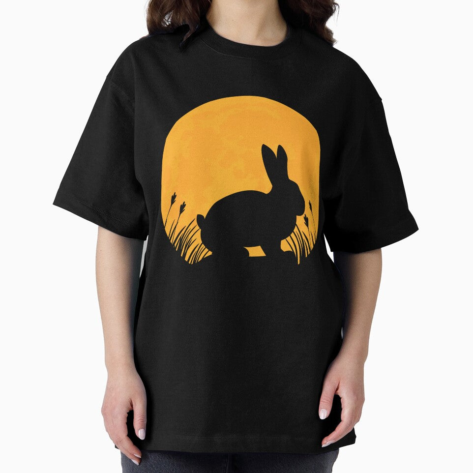 rabbit animal lover Silhouette in full moon easter day gift by alaechamlal
