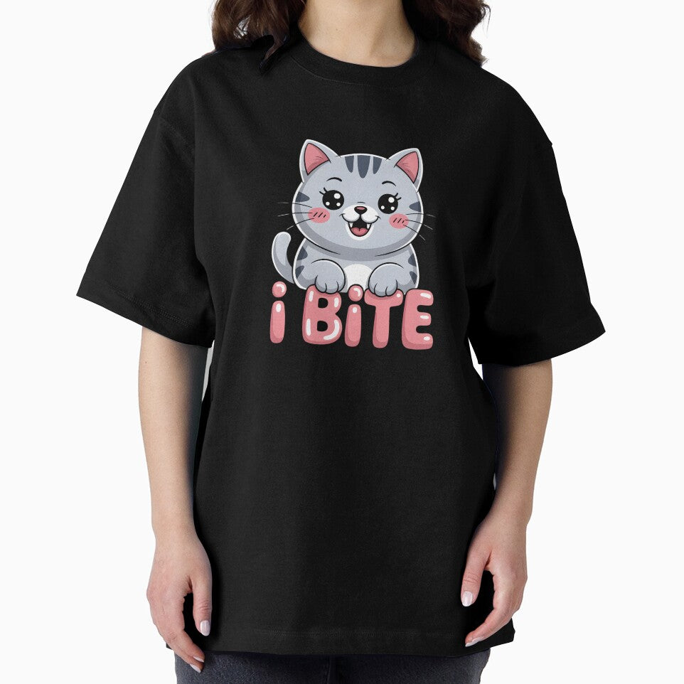 Spicy Kawaii Cat I Bite Funny Grey Tabby by AmazingViews