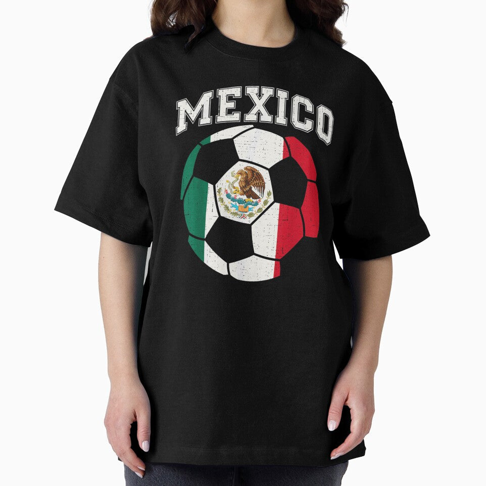 Vintage Distressed Mexico Soccer Ball National Flag Football Sports Fan Merch by EricCotanori