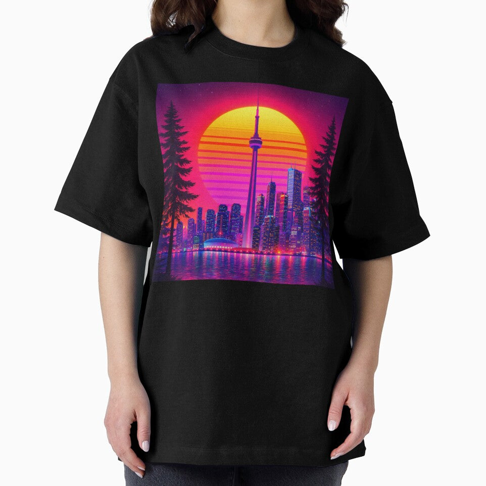 Neon Toronto Skyline Retro Sunset Vaporwave Cityscape by SeriouslyArtistical