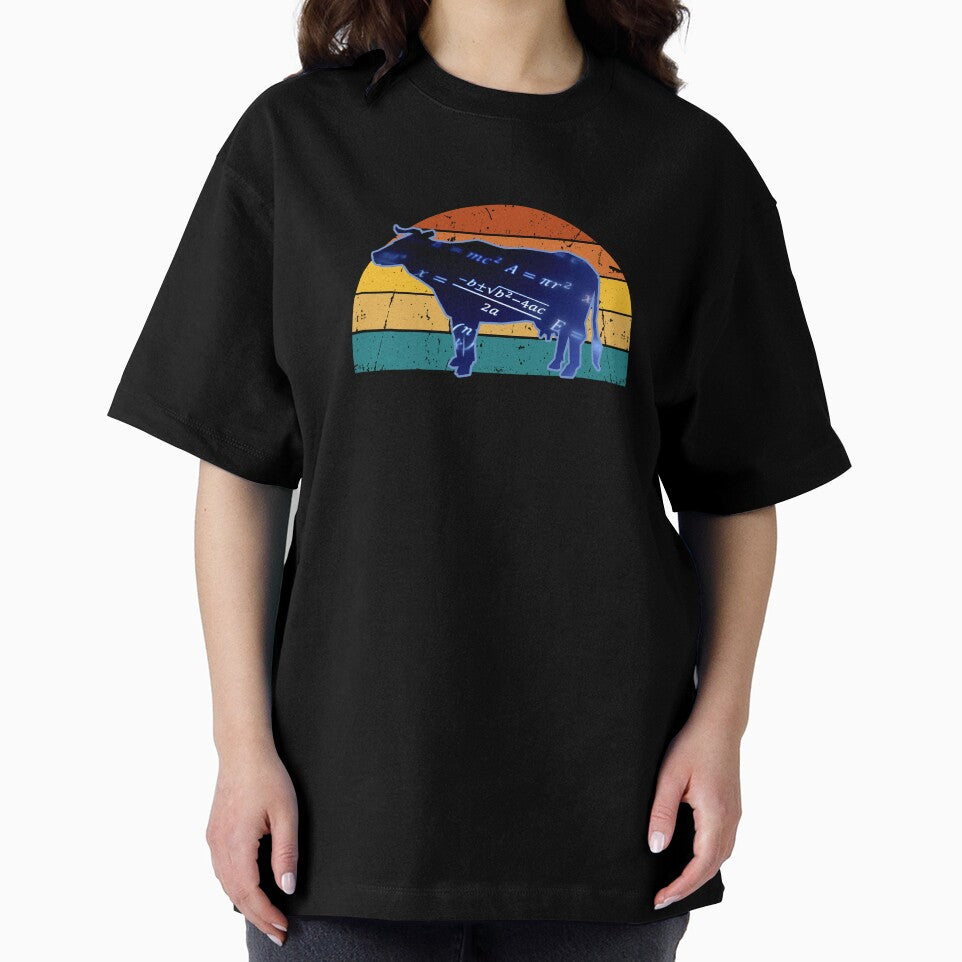 Black version of Blue Cow with Vintage sunset "Cow-Culator" jokes Funny colorful cow puns Calculator by FarmsteadAcers