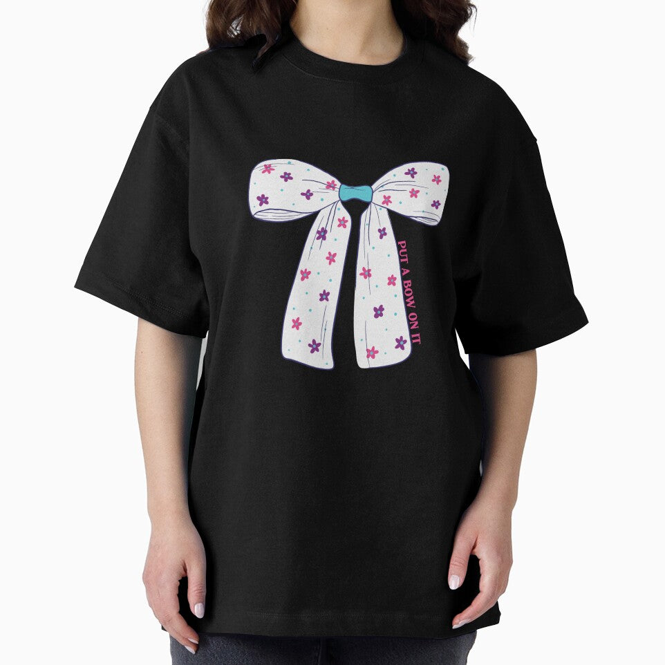 Put a bow on it, floral bow, cute bow with pink flowers, pink aesthetics by BosskaDesign