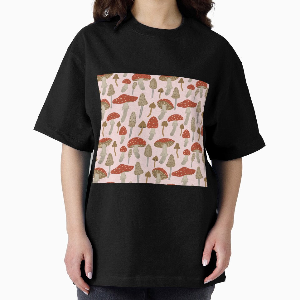 Cottagecore Mushroom Pattern Toadstool Forest Pink Red by funnytshirtemp