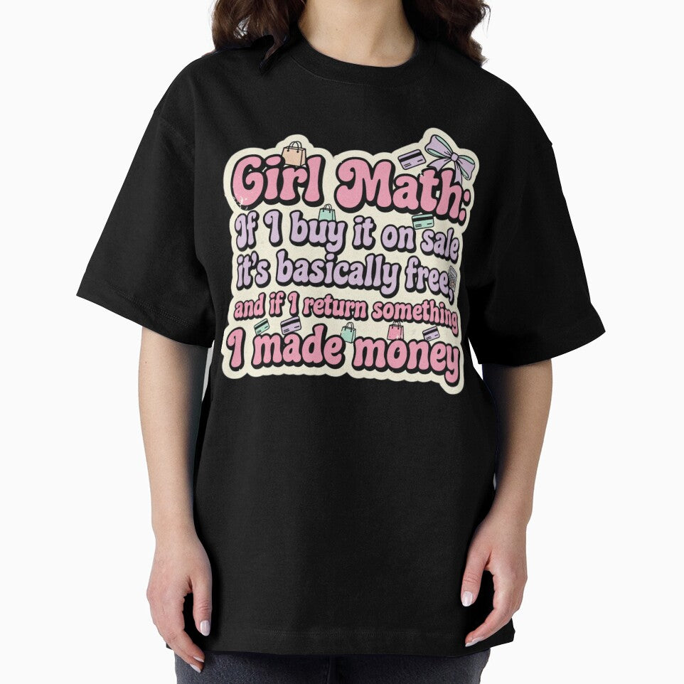 Girl Math If I Buy It On Sale It's Free Funny Women's Sarcastic T-Shirt Sticker by GeniePixel