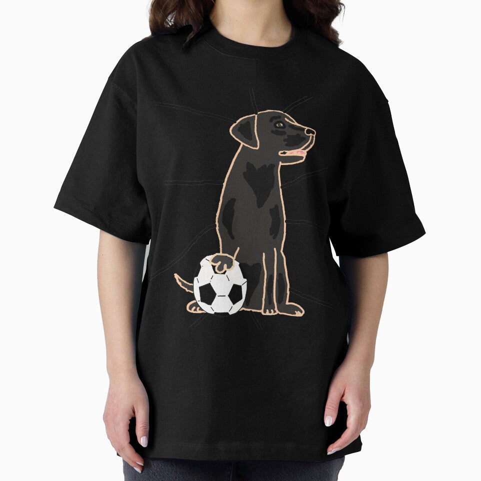 Cute Black Lab Playing Football Cartoon by Nature's Fancy