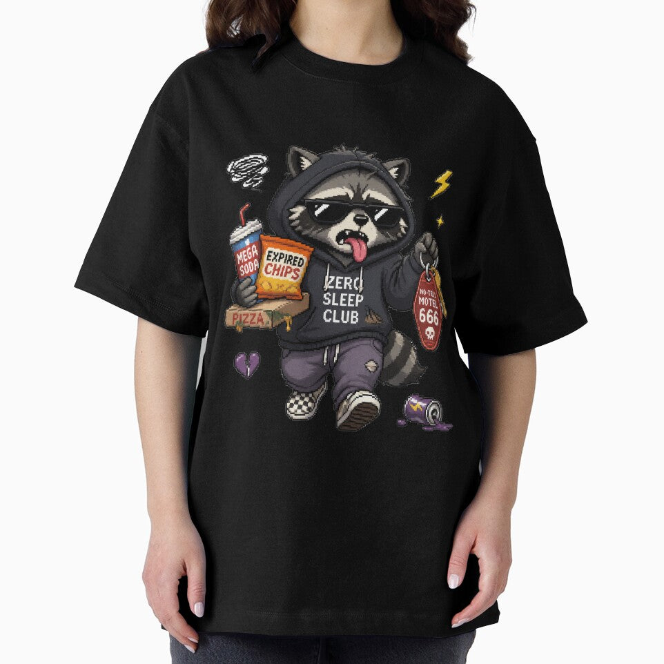 Zero Sleep Club Raccoon Pixel Art Graphic by Motel Mirage