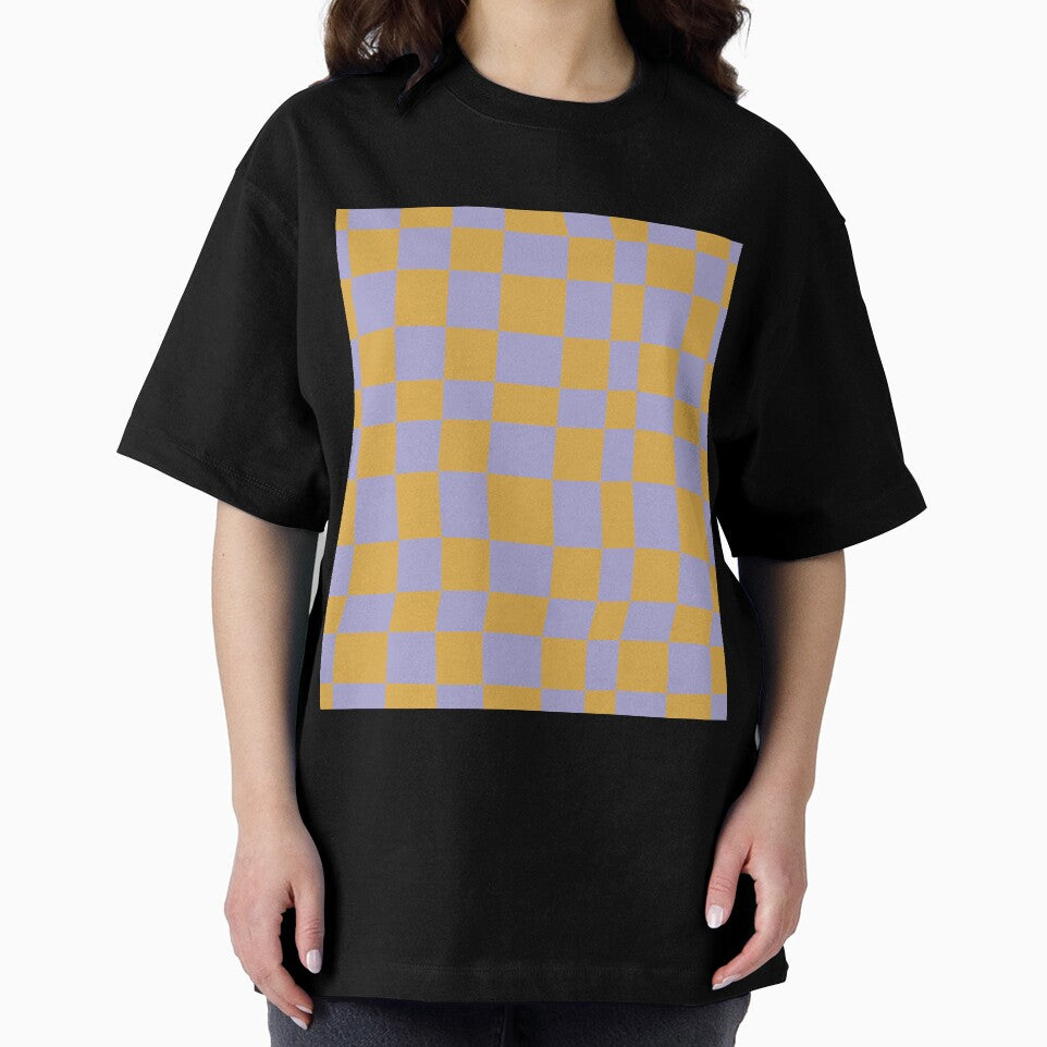 orange and pastel blue checkered pattern by B-outfiters