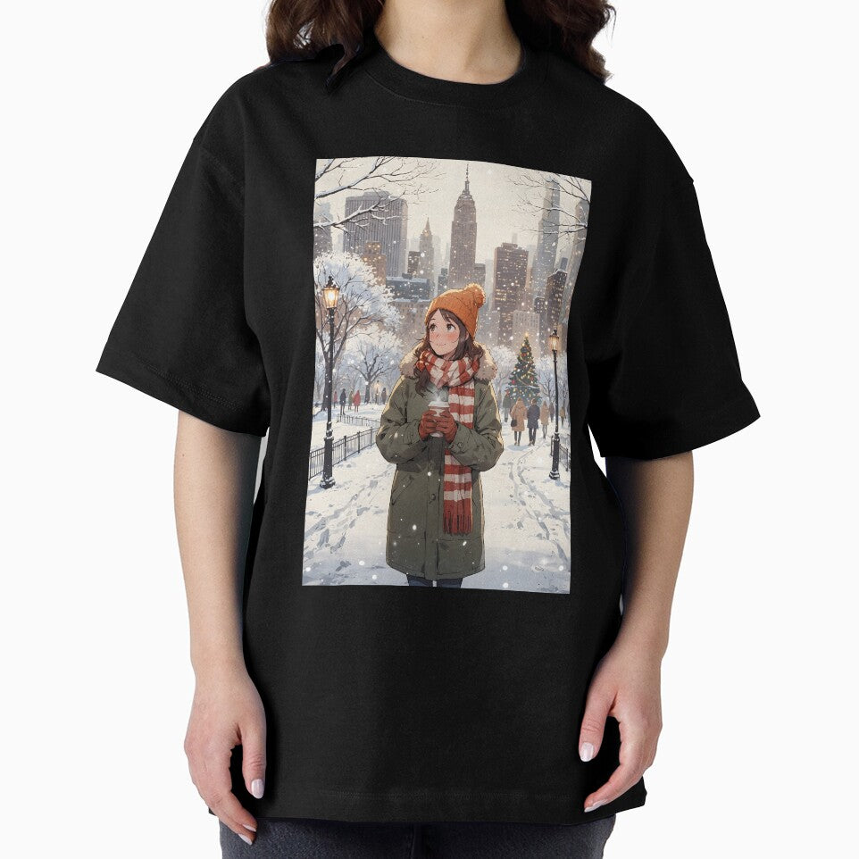 Anime Woman in Winter, Central Park, New York – Cozy Snowy Stroll by Chibifaceneko