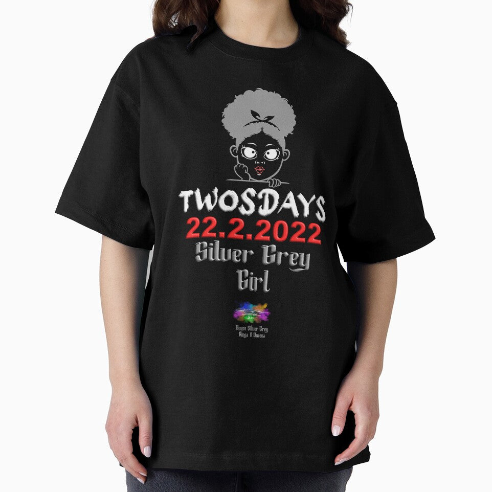 Happy Twosday one-time event Silver grey girl.(light logo on Dark top) by markyboyce247