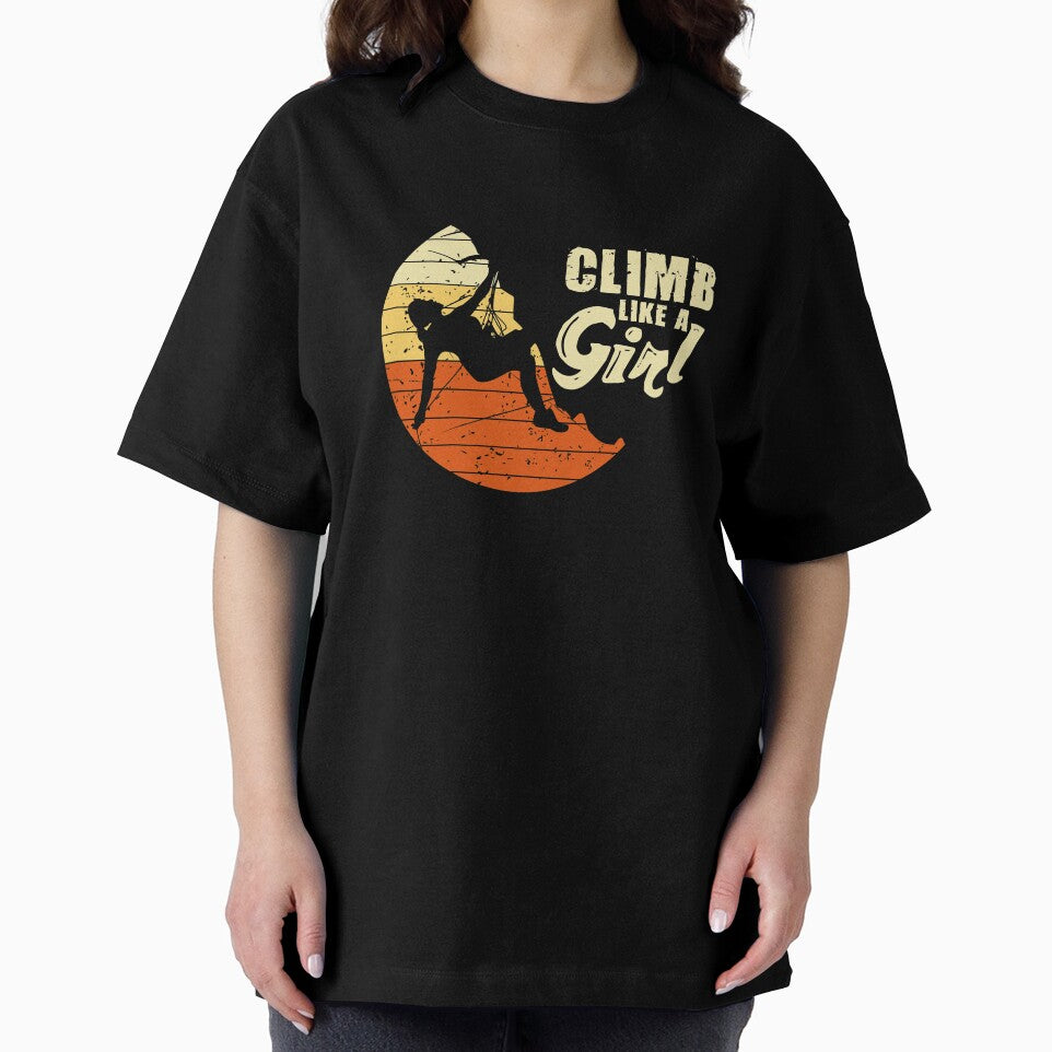 Climb Like A Girl Rock Climbing graphic, Cliff Climber Tee by Lisbob
