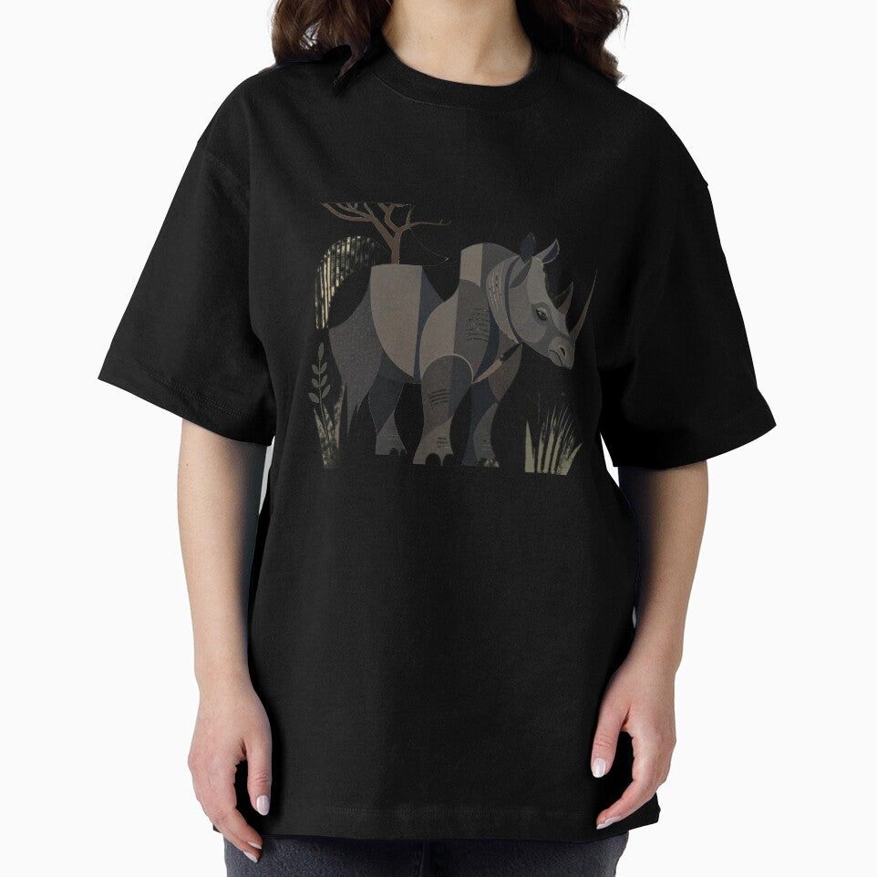 Geometric Rhino Black in African Savannah by DarVibe Designs