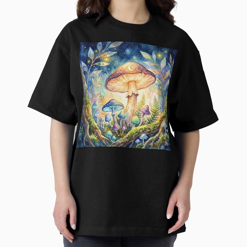 Moonlit Fairycore Mushroom Forest Watercolor by Storybook Botanica