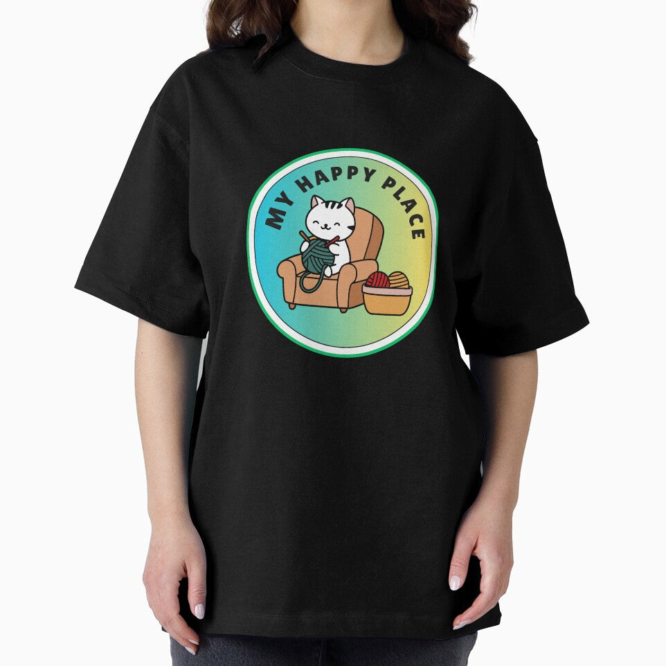 My Happy Place – Cute Knitting Kitty or Crocheting - Yarn Art Design by ParfaitPrints