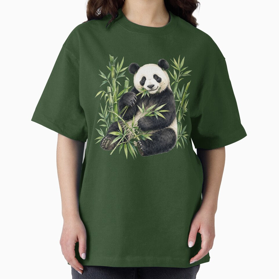 Watercolor Panda Great Among Bamboo by DarVibe Designs