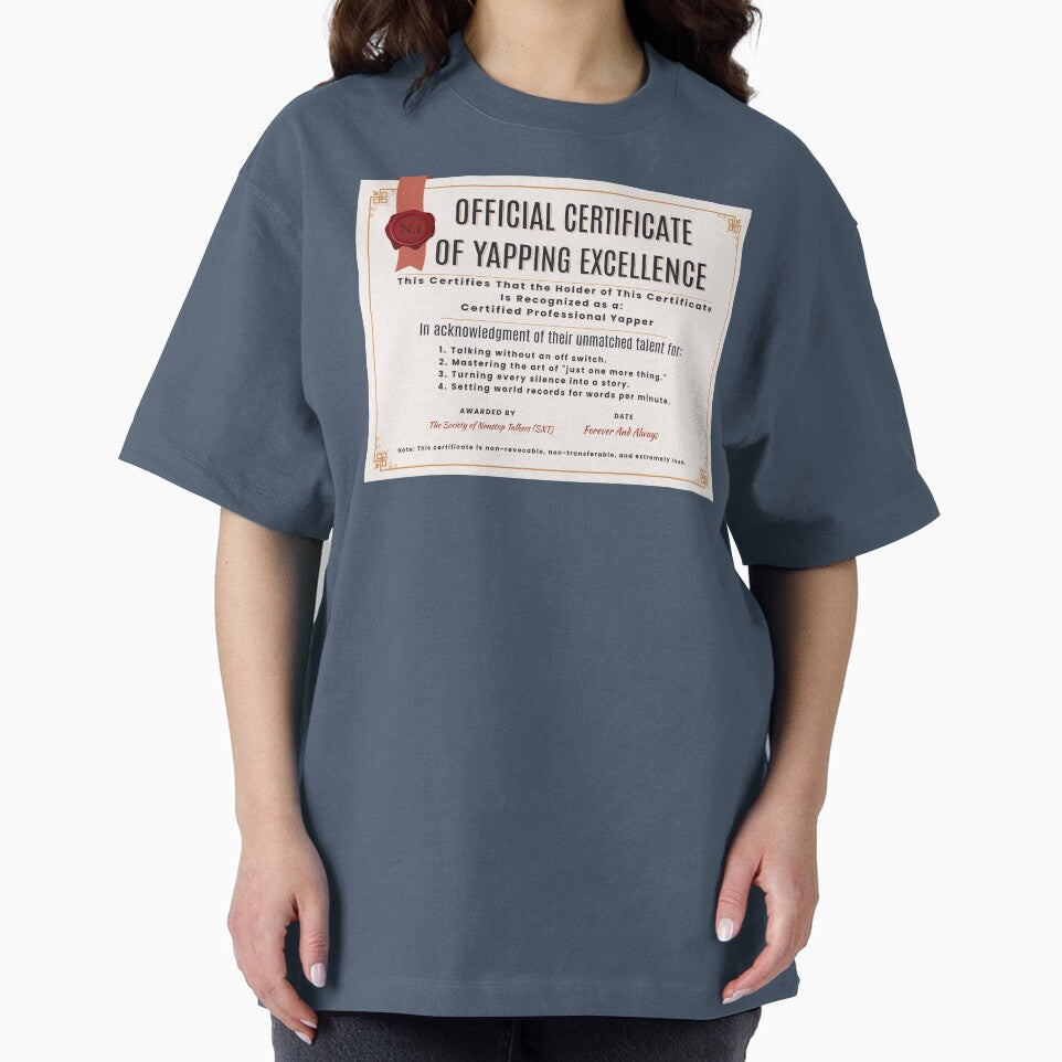 Funny Official Certificate Of Yapping Excellence | Yapper | Professional Yapper by HosvPrint .s