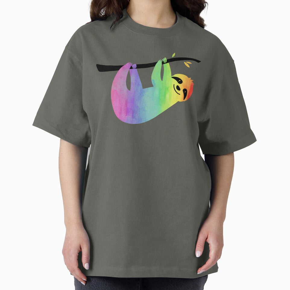 Cute Rainbow Sloth LGBTQ Silhouette Watercolor Yoga by ambers-designs