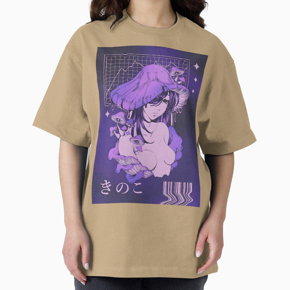 Sad anime mushroom girl purple lo-fi aesthetic by yakima-deona