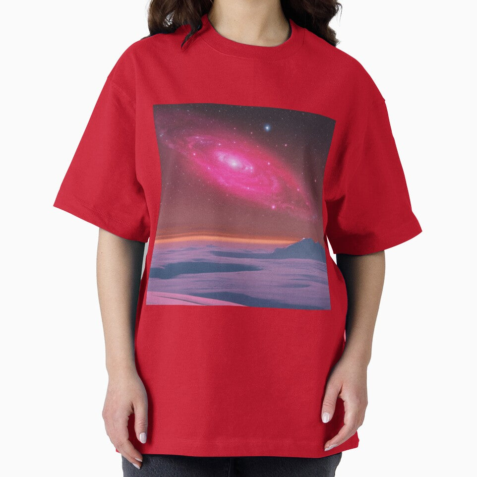 Red galaxy against an ice planet by Girly-Universe