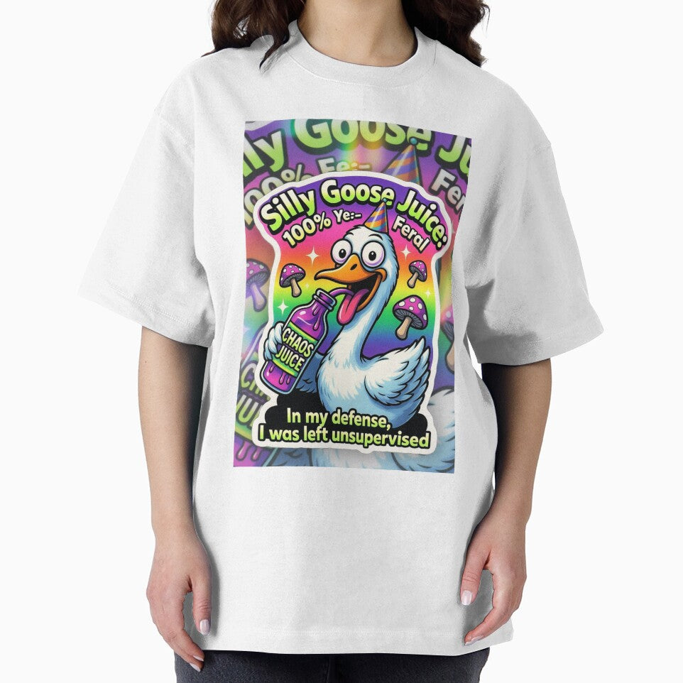 Silly Goose Juice | Feral Goose Chaos | Funny Unsupervised Goose Sticker & Shirt by Roguetees5150