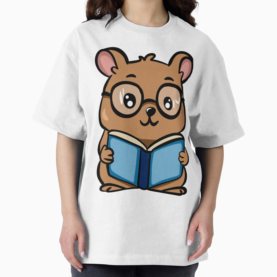 Cute Kawaii Hamster Reading a Book with Glasses Sticker by LYAN-STORE