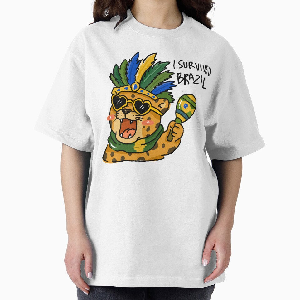 Awkward Animal Hat Club – I Survived Brazil | Funny Carnival Leopard Sticker by chupichapa