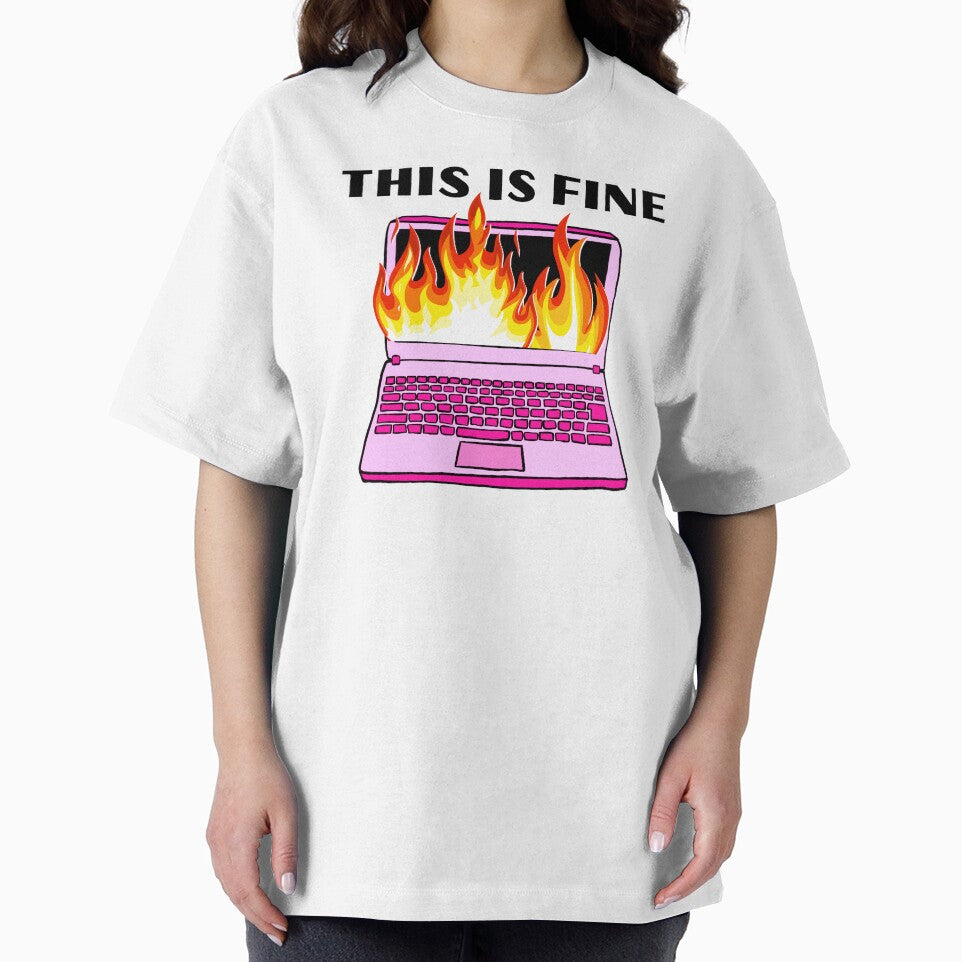 this is fine computer on fire office corporate girlie work humor by mariahmoniquedesign