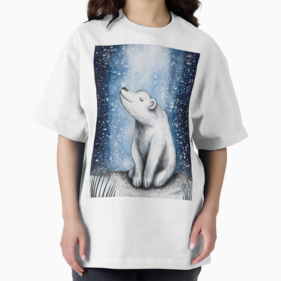 Polar Bear in the snow hand drawn illustration art by Vintage Designs +