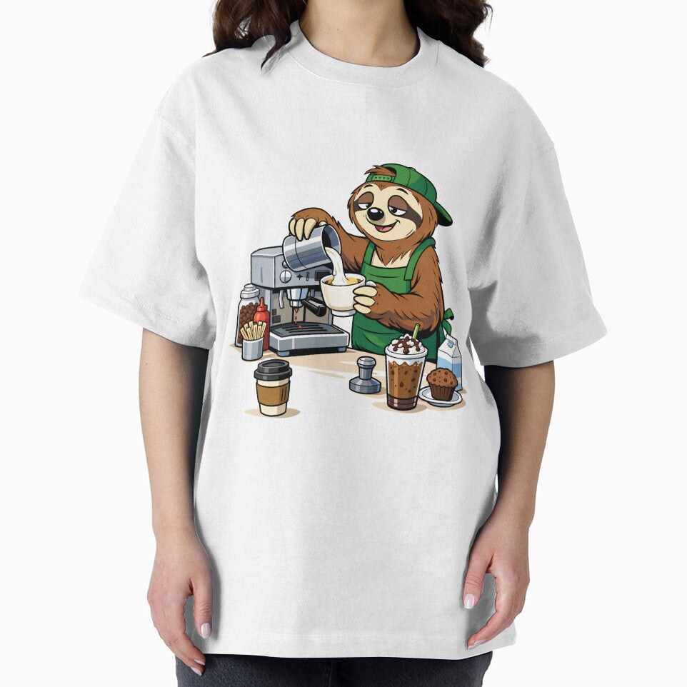 Lazy Sloth Barista Making Coffee by Molineriani