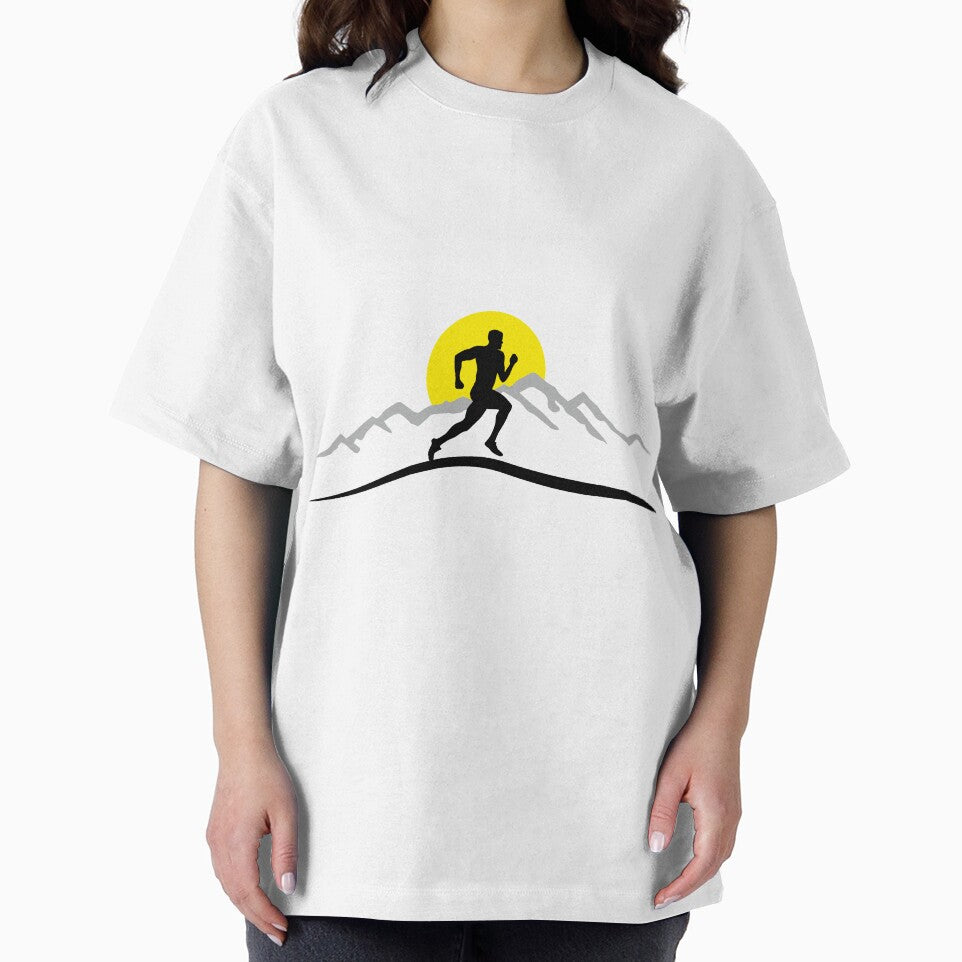 Running, runners and mountains with sun by claudiasartwork