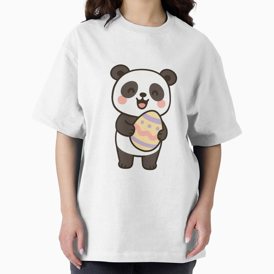 Happy Panda Holding Easter Egg – Cute Spring Animal Character by Confuzz1ed