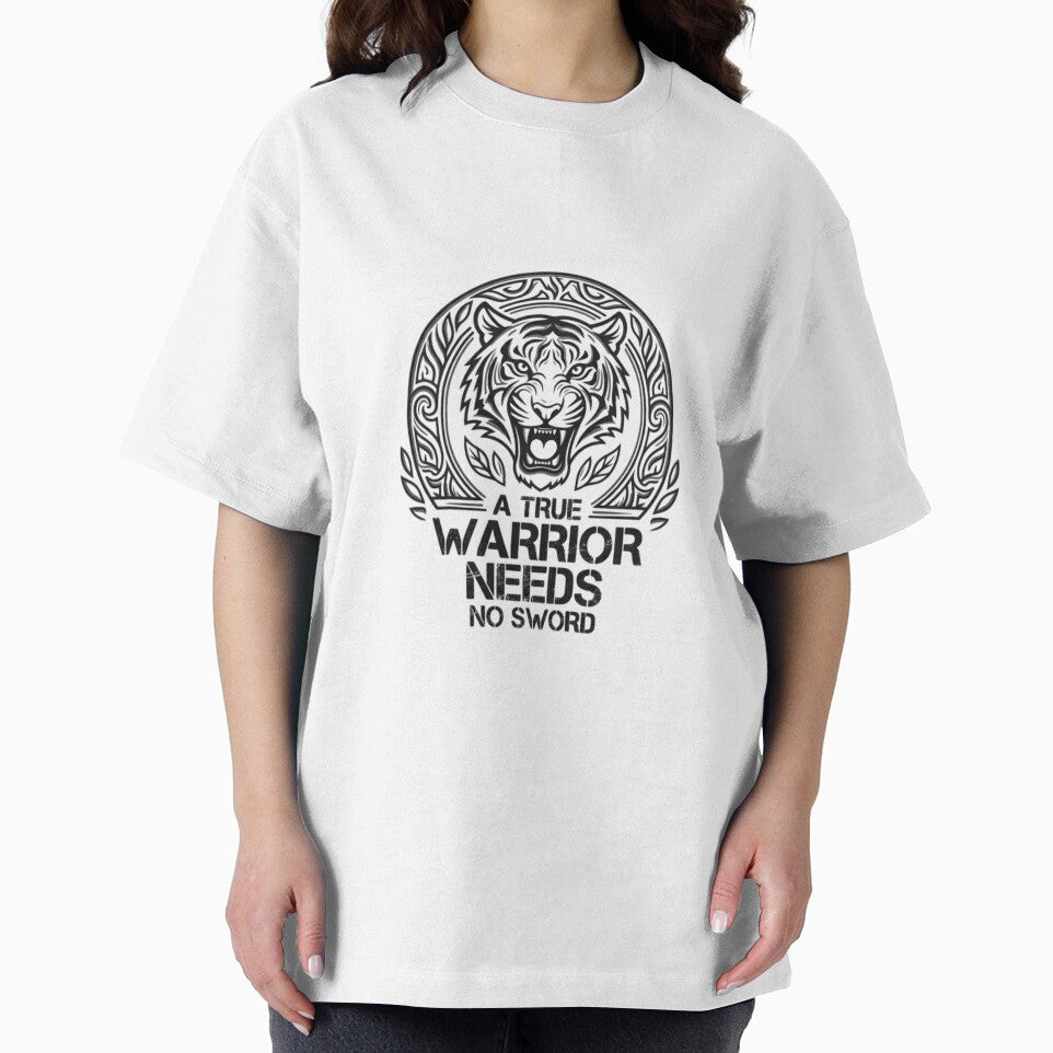 A True Warrior Needs No Sword - Tribal Tiger Motivational Sticker by Amituniqart