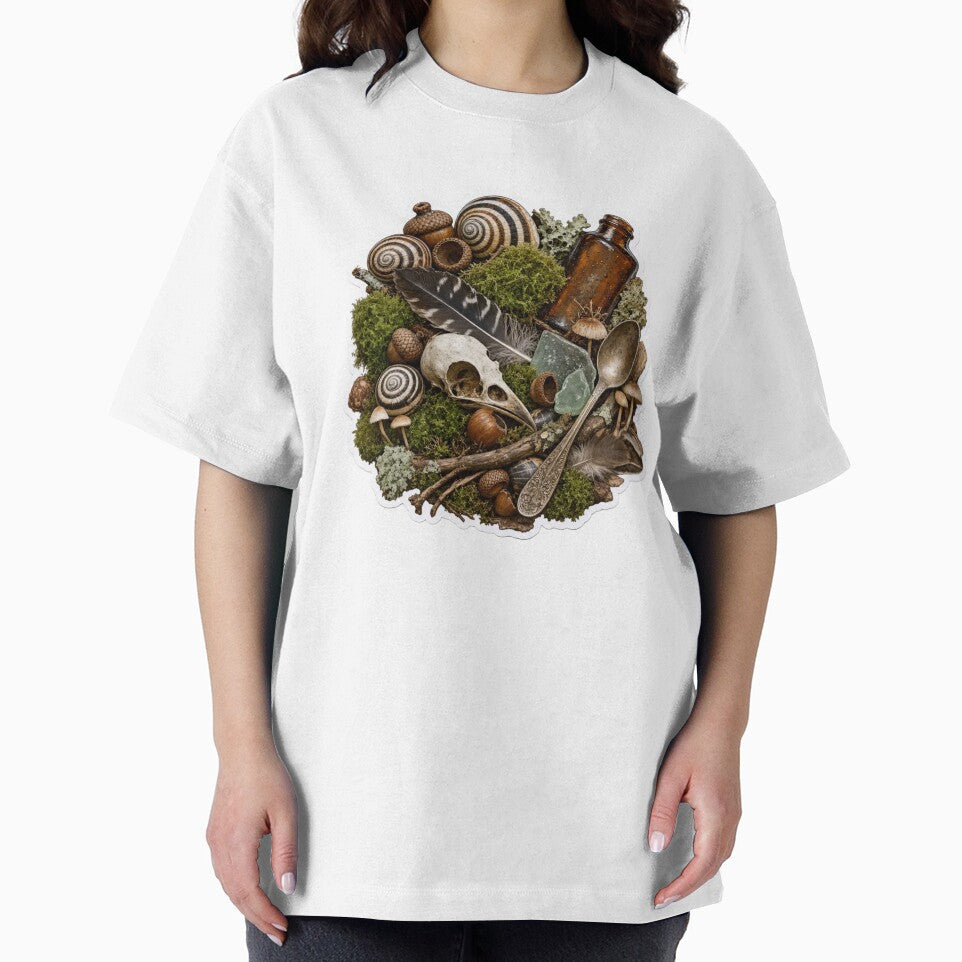 Goblincore Forage Pile with Snails Acorns Moss and Found Treasures by StickyGuys