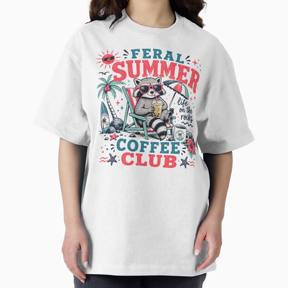 Funny Feral Summer Raccoon Coffee Club by legendaryskins